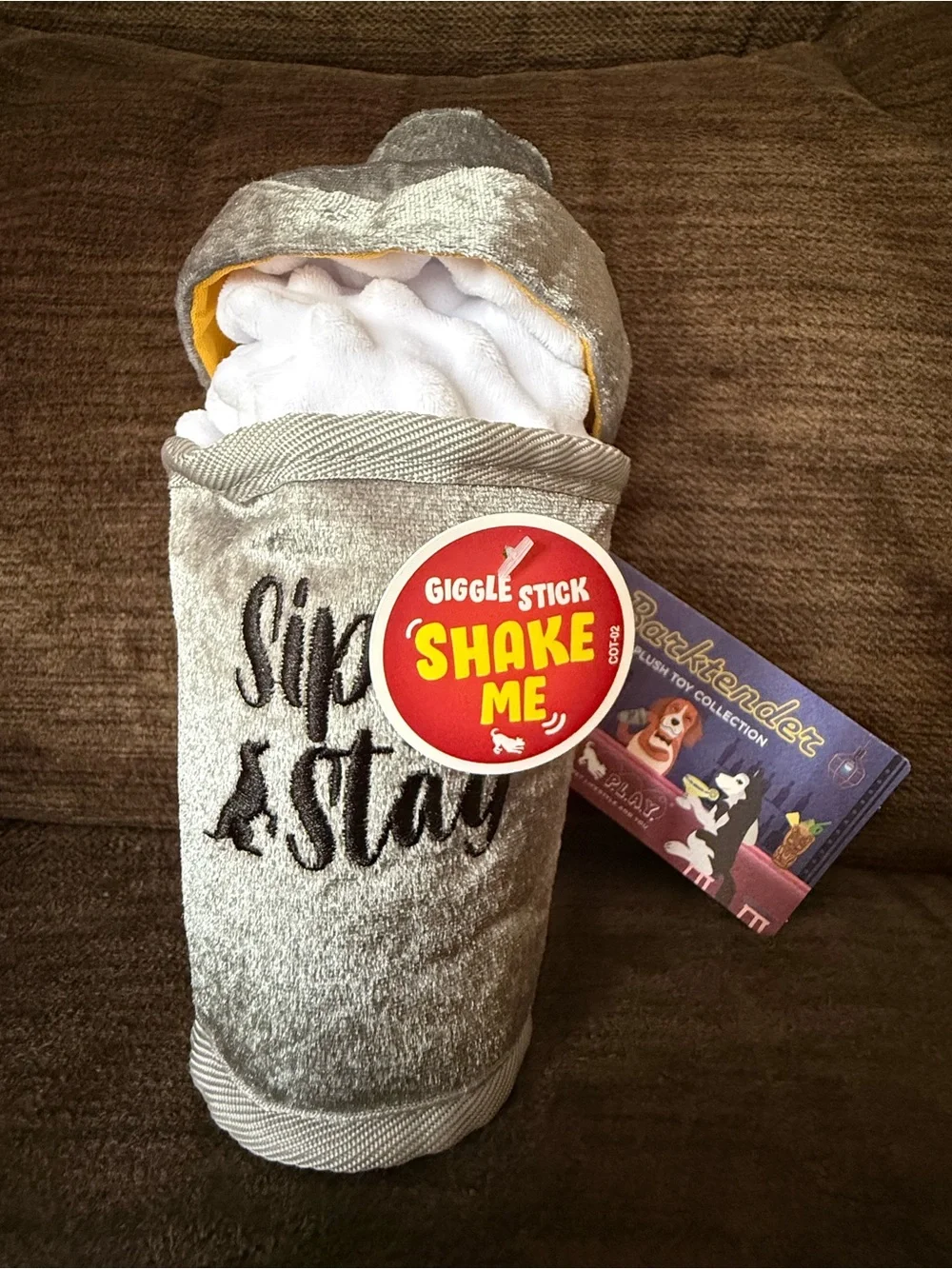 🆕 L/XL Barktender Dogtail Shaker ~ Sip n’ Stay Giggle Stick ~ Squeaky & Crinkle